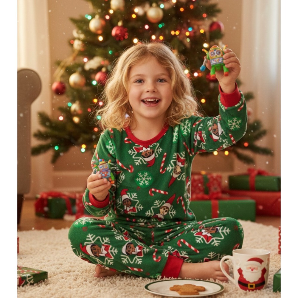 ELF ON THE SHELF GREEN SOFT FLEECE PAJAMAS YOUTH 4 CANDY CANES SNOWFLAKES